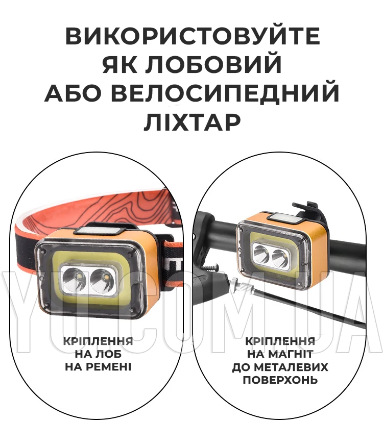 Ліхтар налобний Type-C Bailong NF-616 XPE+COB Ліхтар налобний Type-C Bailong NF-616 XPE+COB